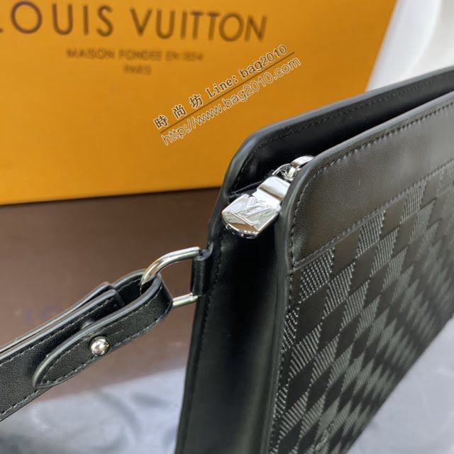LOUIS VUITTON專櫃新款包包 路易威登Standing手拿包 LV棋盤格牛皮手拿男包 N60450  ydh4011